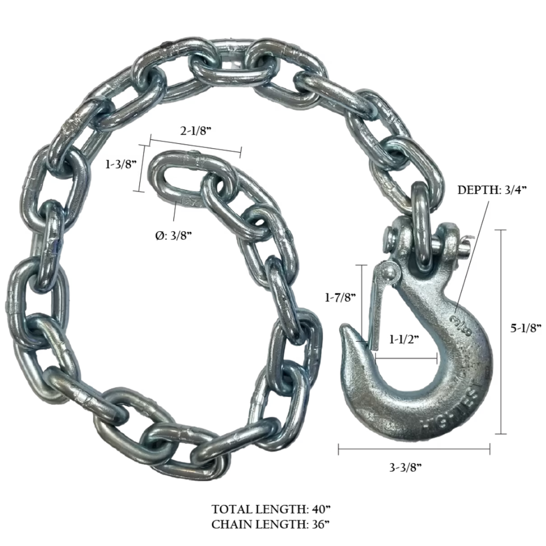 CLEVIS SLIP HOOK 3/8" WITH LATCH AND 36" CHAIN