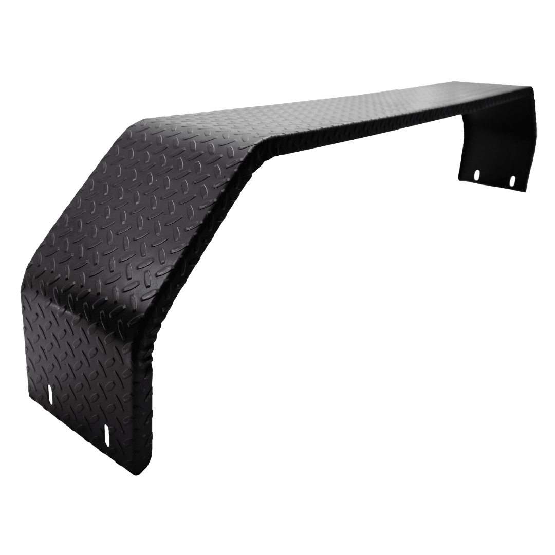 TANDEM AXLE DOUBLE-BROKE FENDER - 14GA DIAMOND-PLATED STEEL