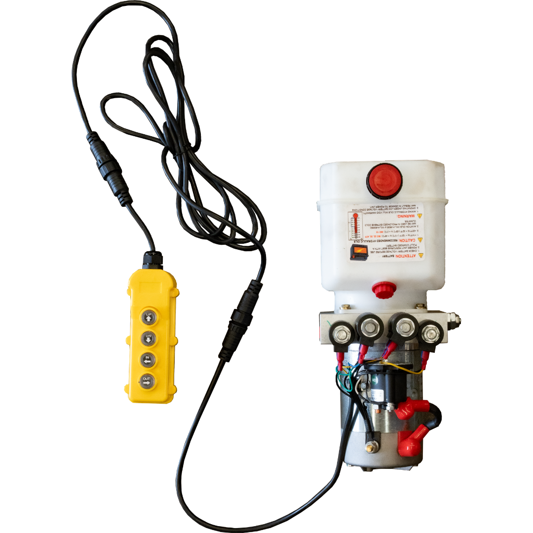 12V HYDRAULIC PUMP - FOUR-WAY WITH 3QT TANK
